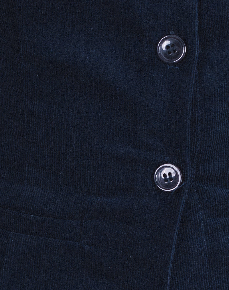 Ganita Vest in Baby Cord Navy-Nico Sky