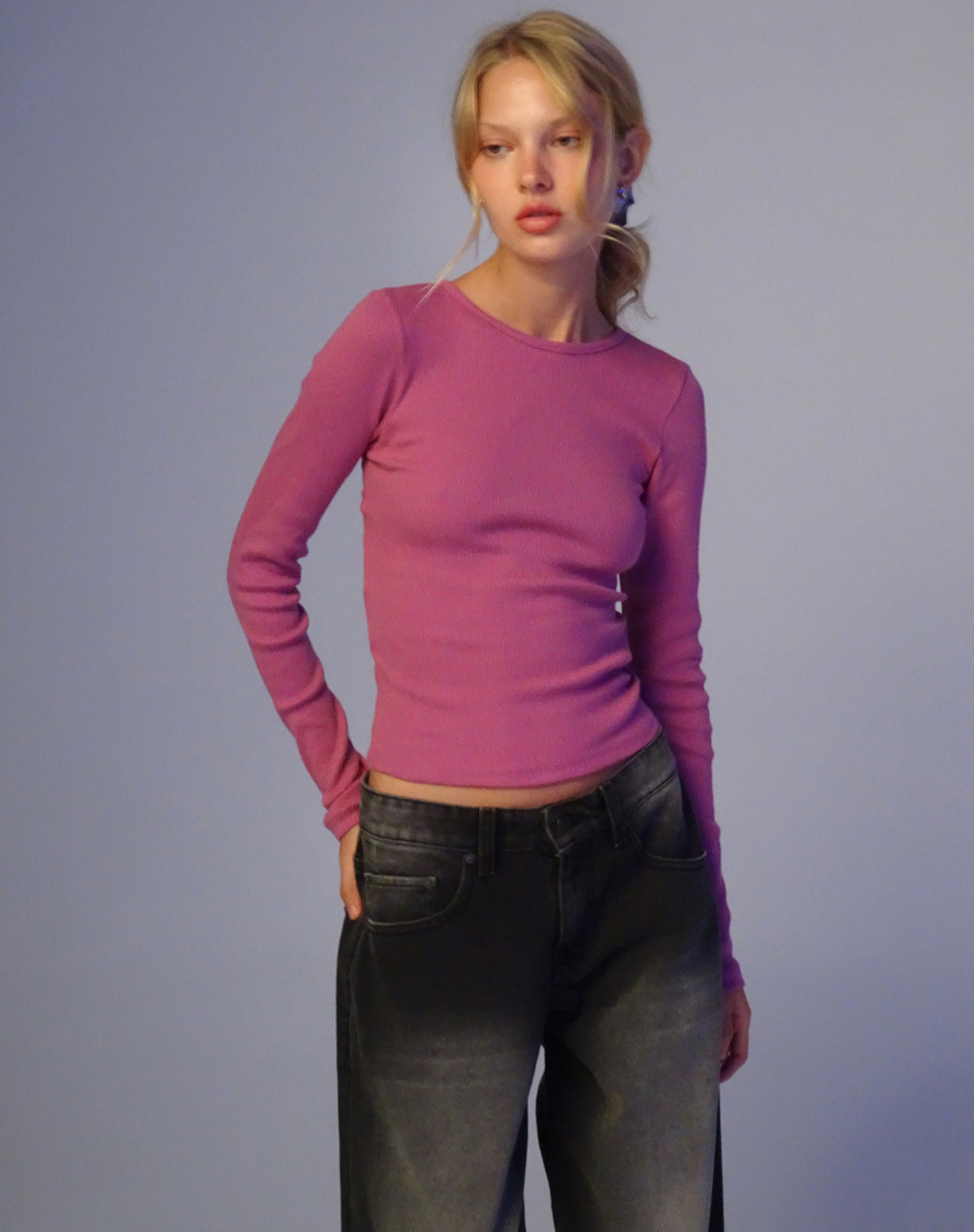 Gelbon Open Back Long Sleeve Top in Cashmere Pink-Nico Sky
