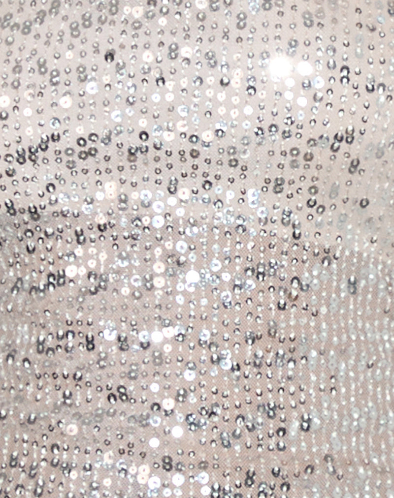 Gentaya Frill Bandeau Top in Neutral Sequin-Nico Sky