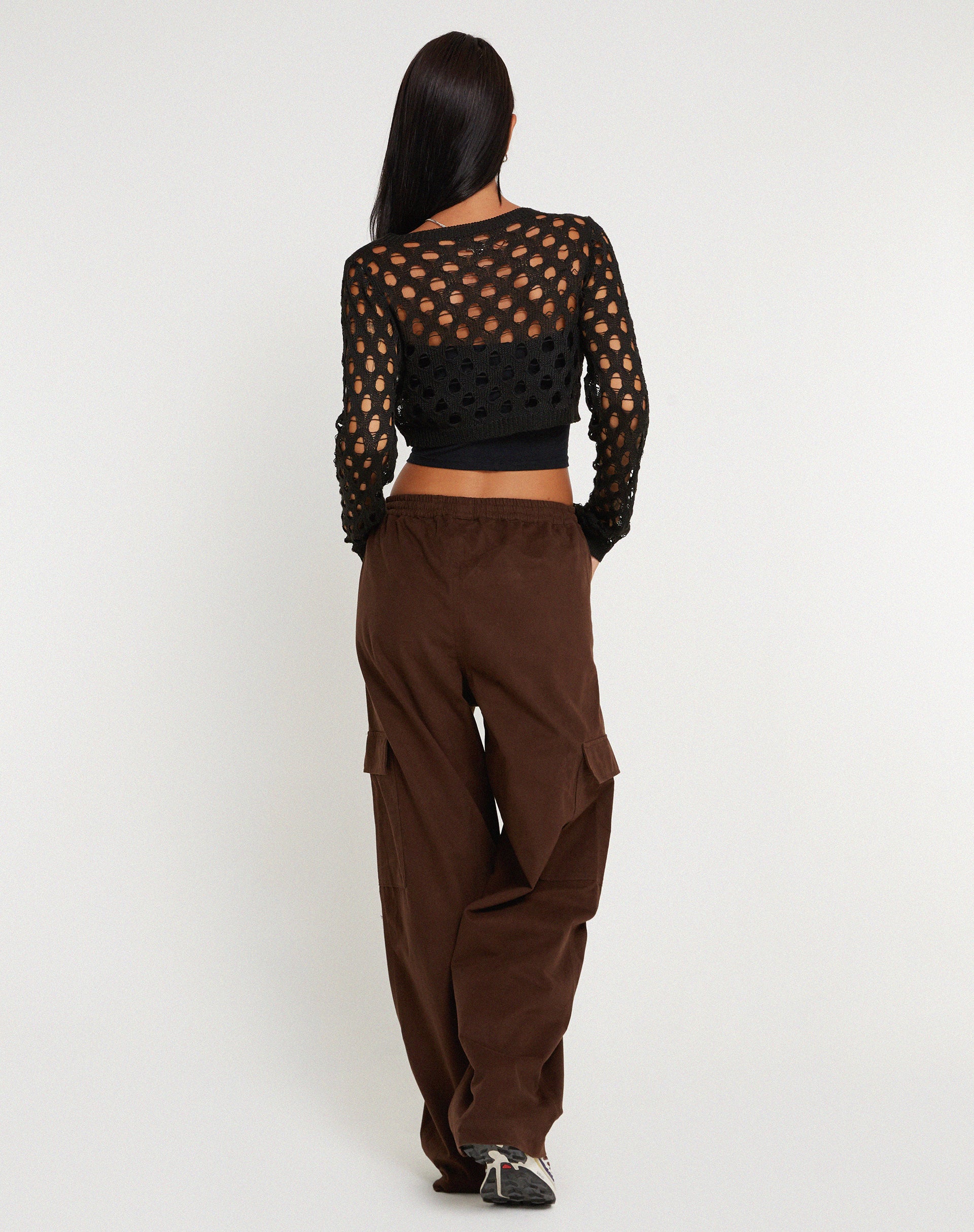 Geona Wide Leg Cargo Trouser in Brown-Nico Sky