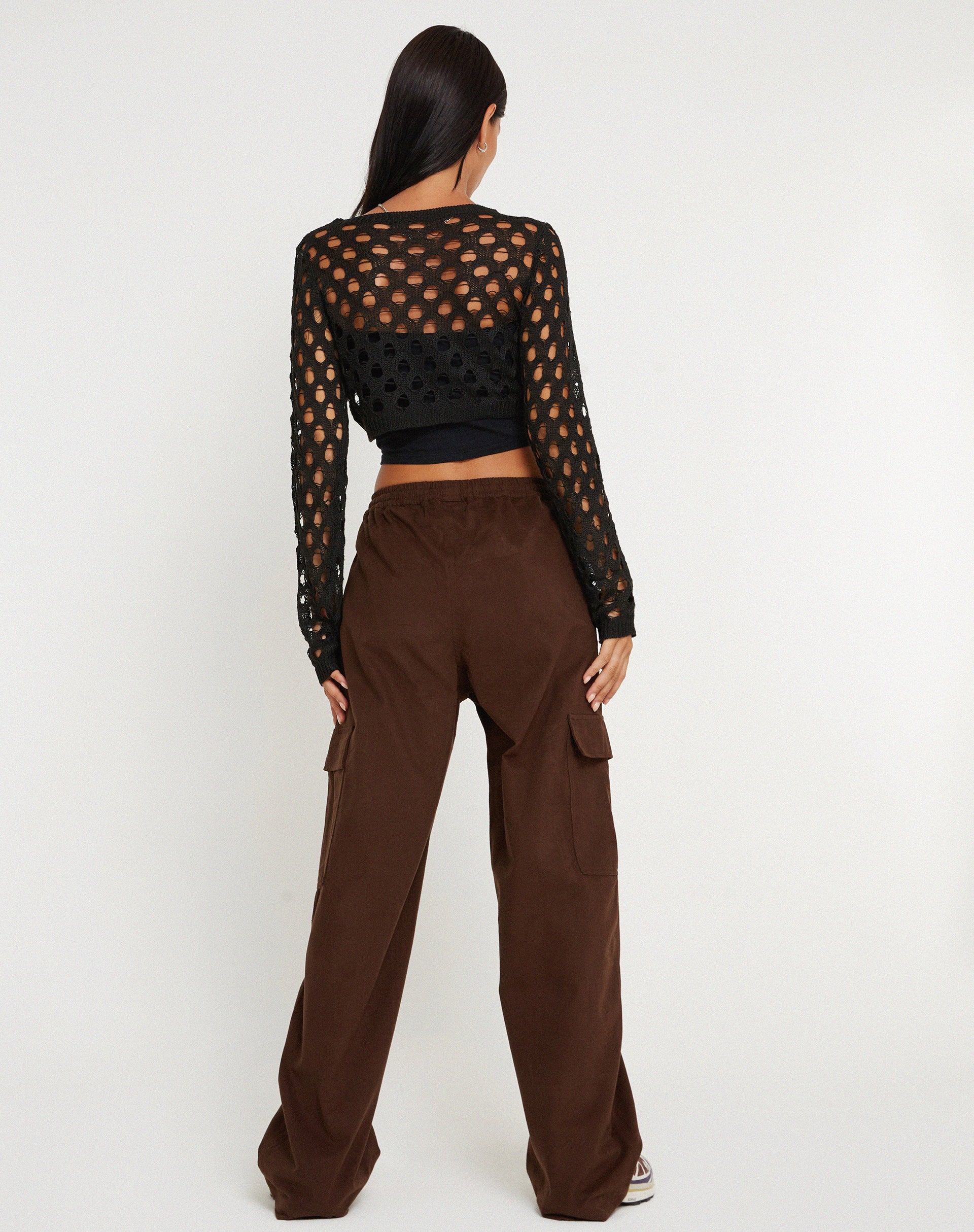 Geona Wide Leg Cargo Trouser in Brown-Nico Sky