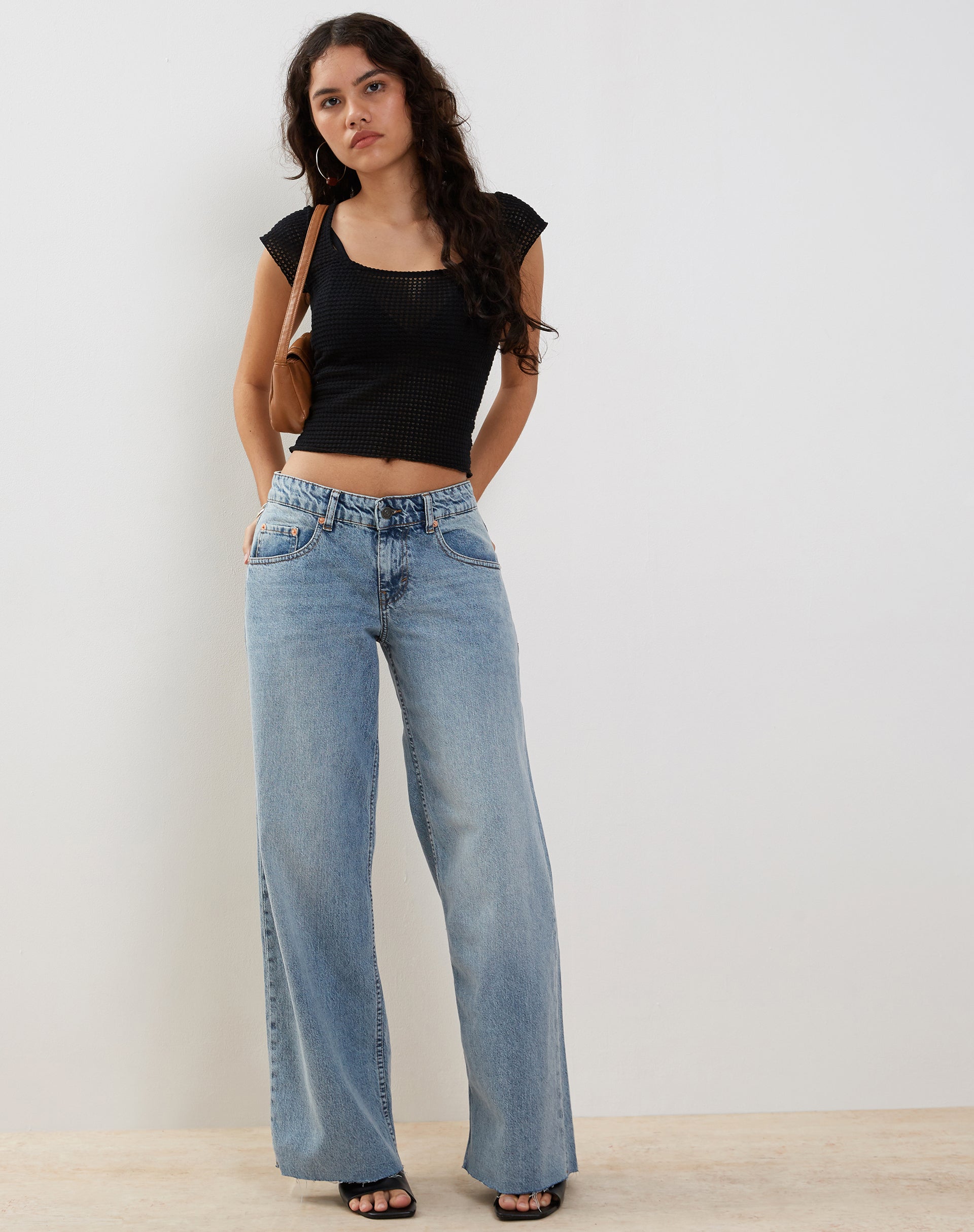 Gianina Crop Top in Black Textured Crochet-Nico Sky