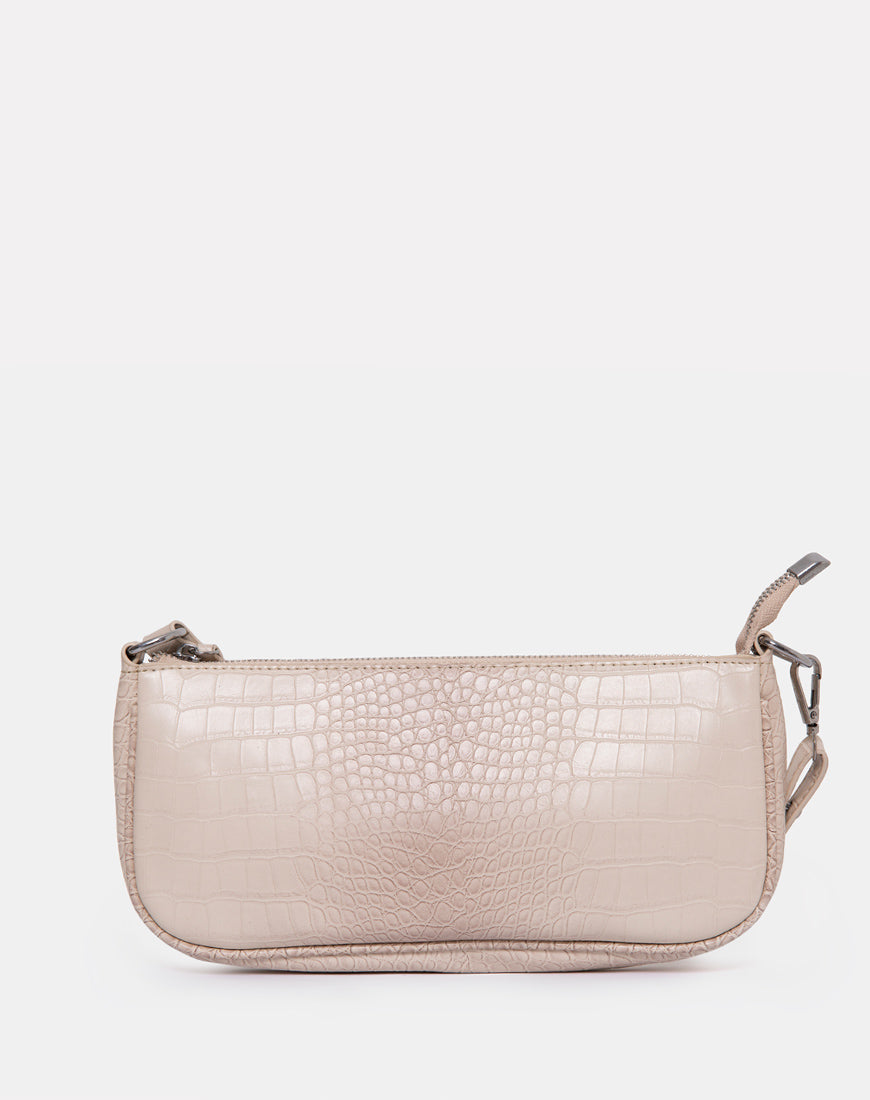 Gigi Shoulder Bag in Croc Beige-Nico Sky