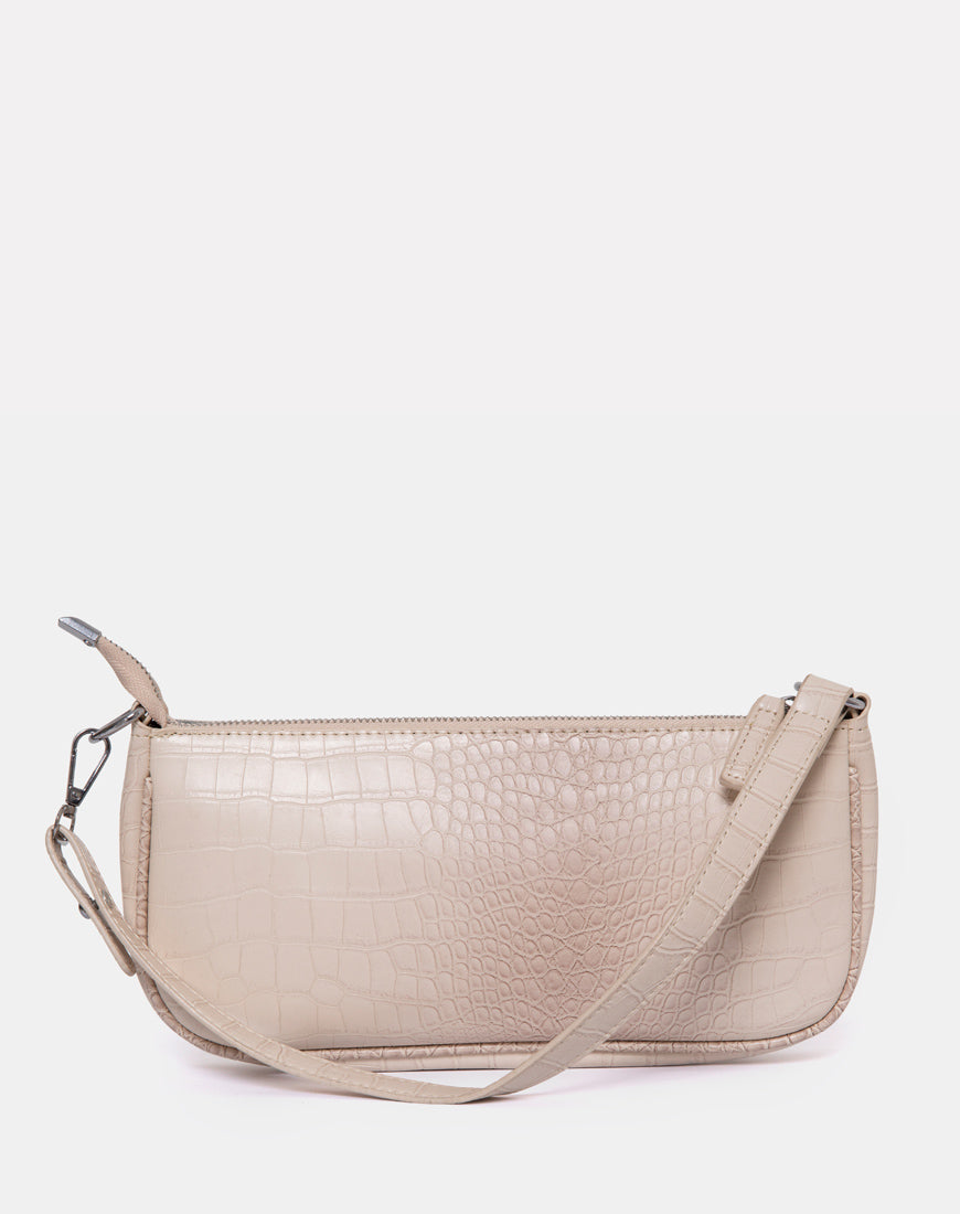 Gigi Shoulder Bag in Croc Beige-Nico Sky