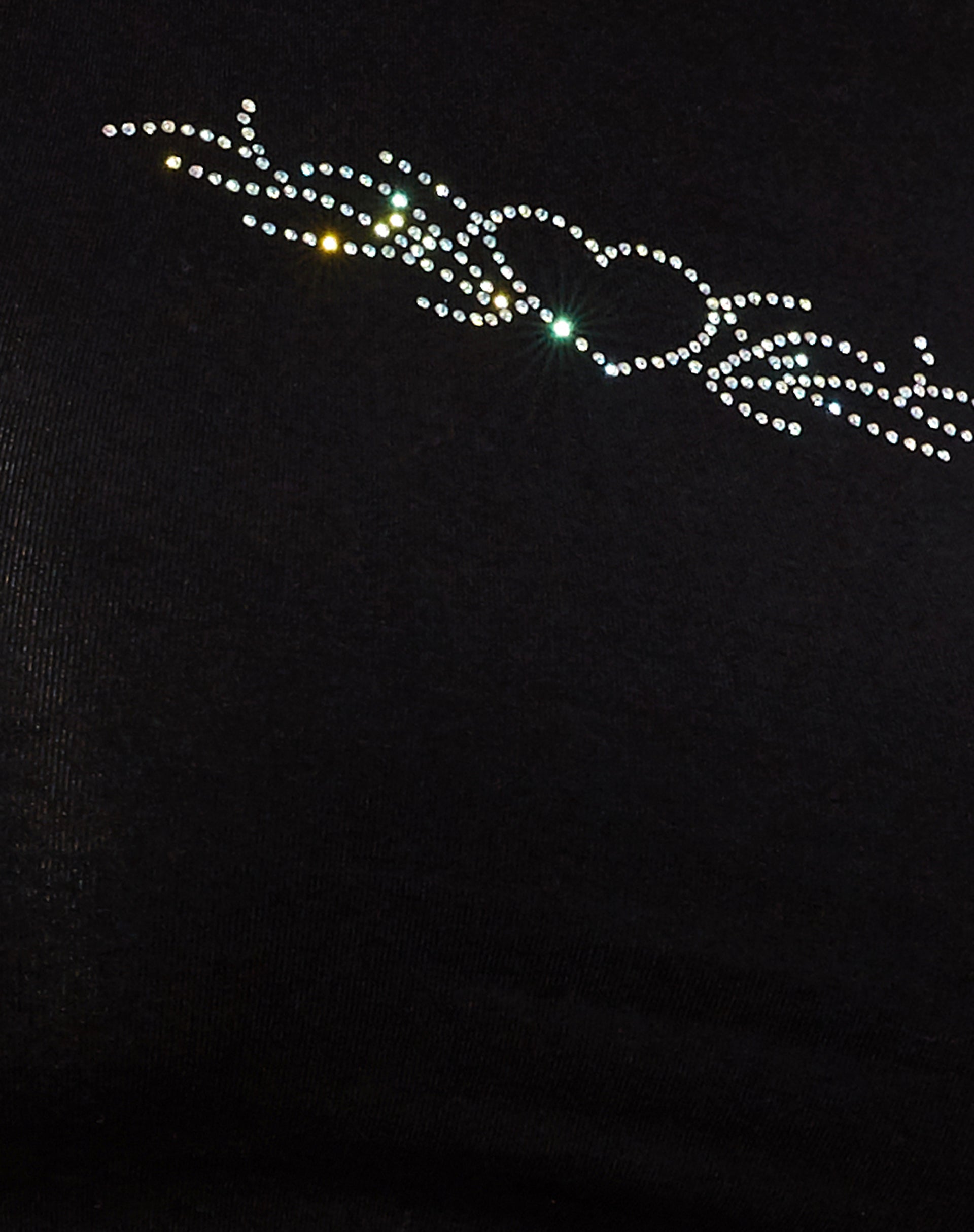 Gimon Crop Top in Black Silver Heart Hotfix-Nico Sky