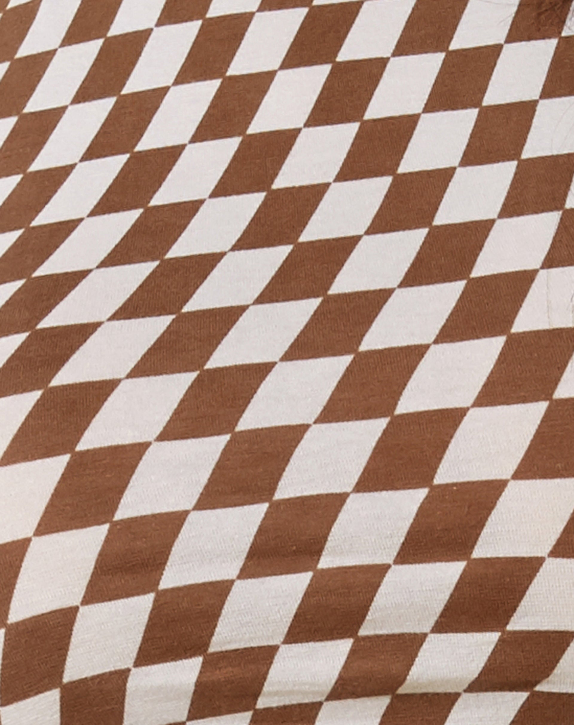 Gimon Crop Top in Diagonal Checker Tan and Ivory-Nico Sky