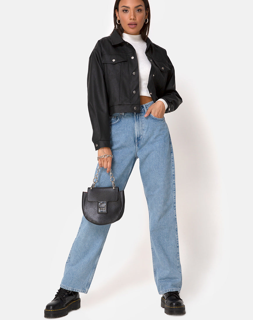 Gina Jacket in PU Black-Nico Sky