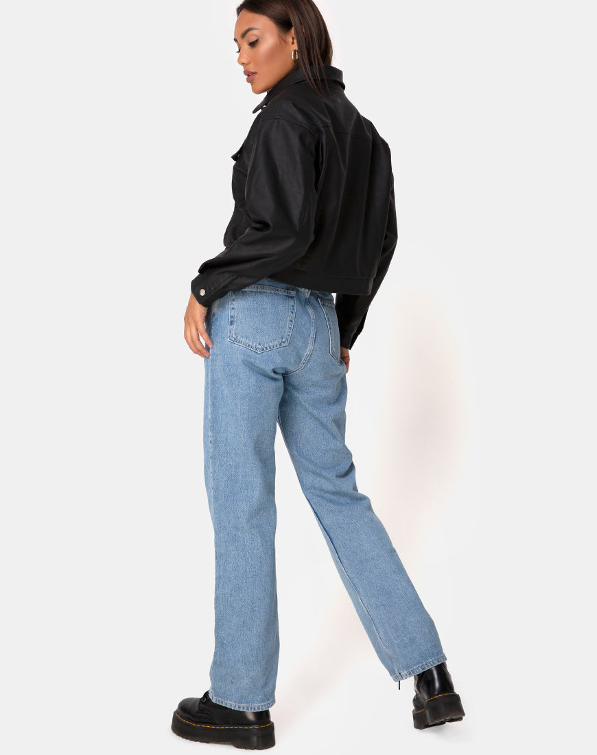 Gina Jacket in PU Black-Nico Sky