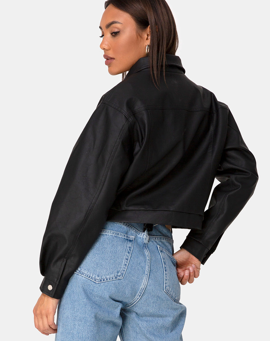 Gina Jacket in PU Black-Nico Sky