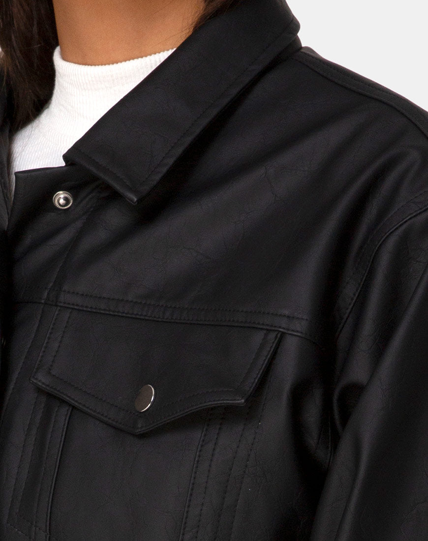 Gina Jacket in PU Black-Nico Sky