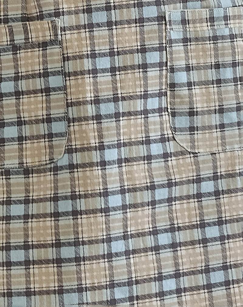 Gingka Mini Dress in Pastel Blue Tartan-Nico Sky