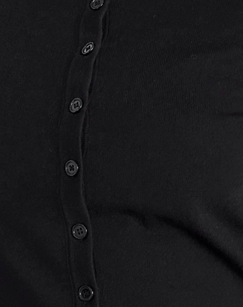 Giovanna Cardigan in Flat Knit Black-Nico Sky