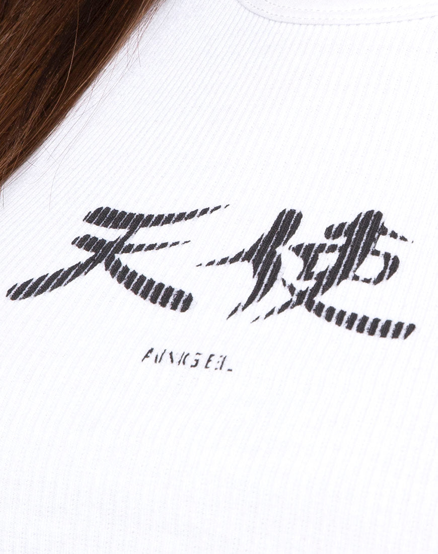 Givas Crop Top in White Japanese Angel-Nico Sky