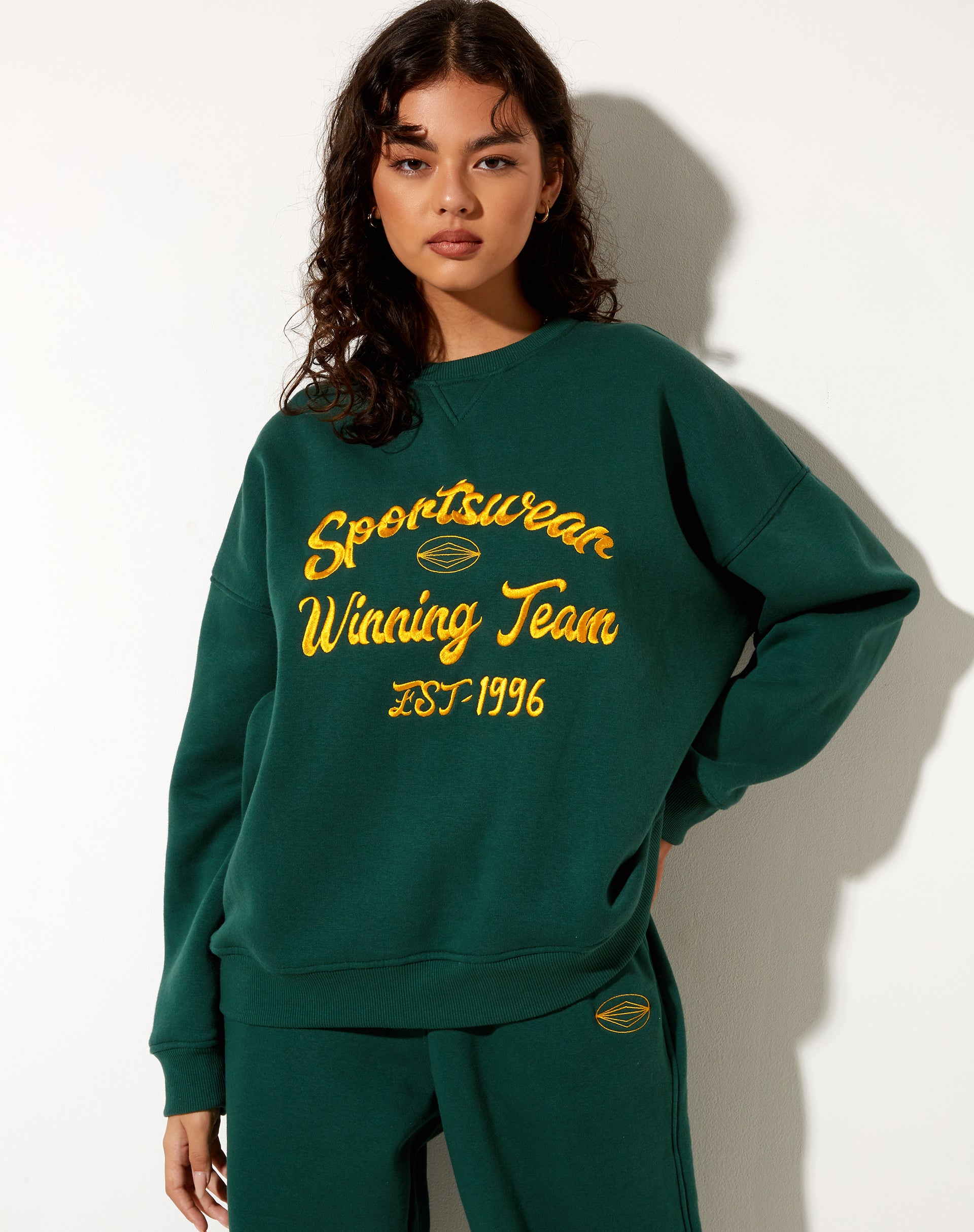 Glan Sweatshirt in Forest Green in Winning Team Mix Embro-Nico Sky