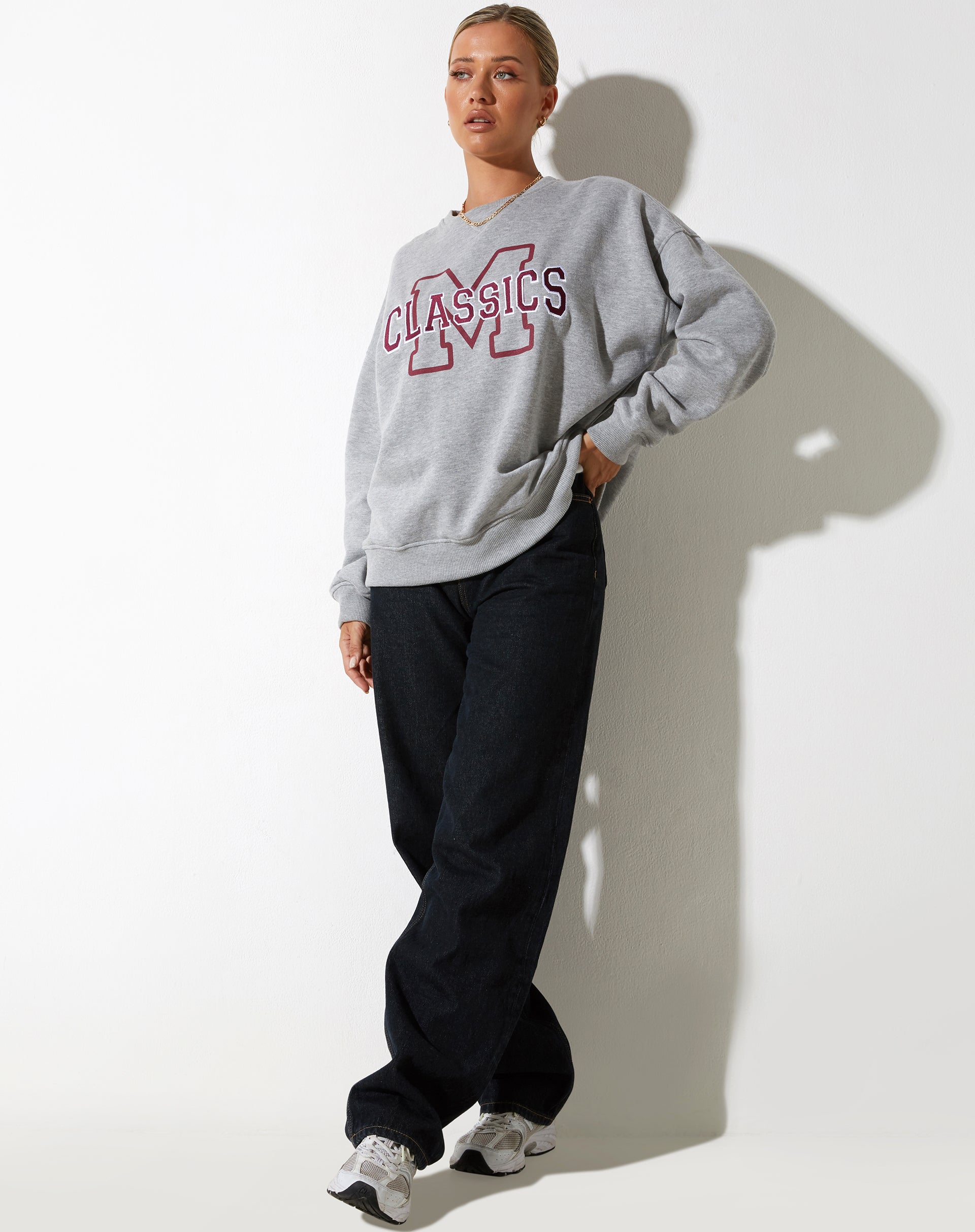 Glan Sweatshirt in Grey Marl with 'M Classics' Embro-Nico Sky