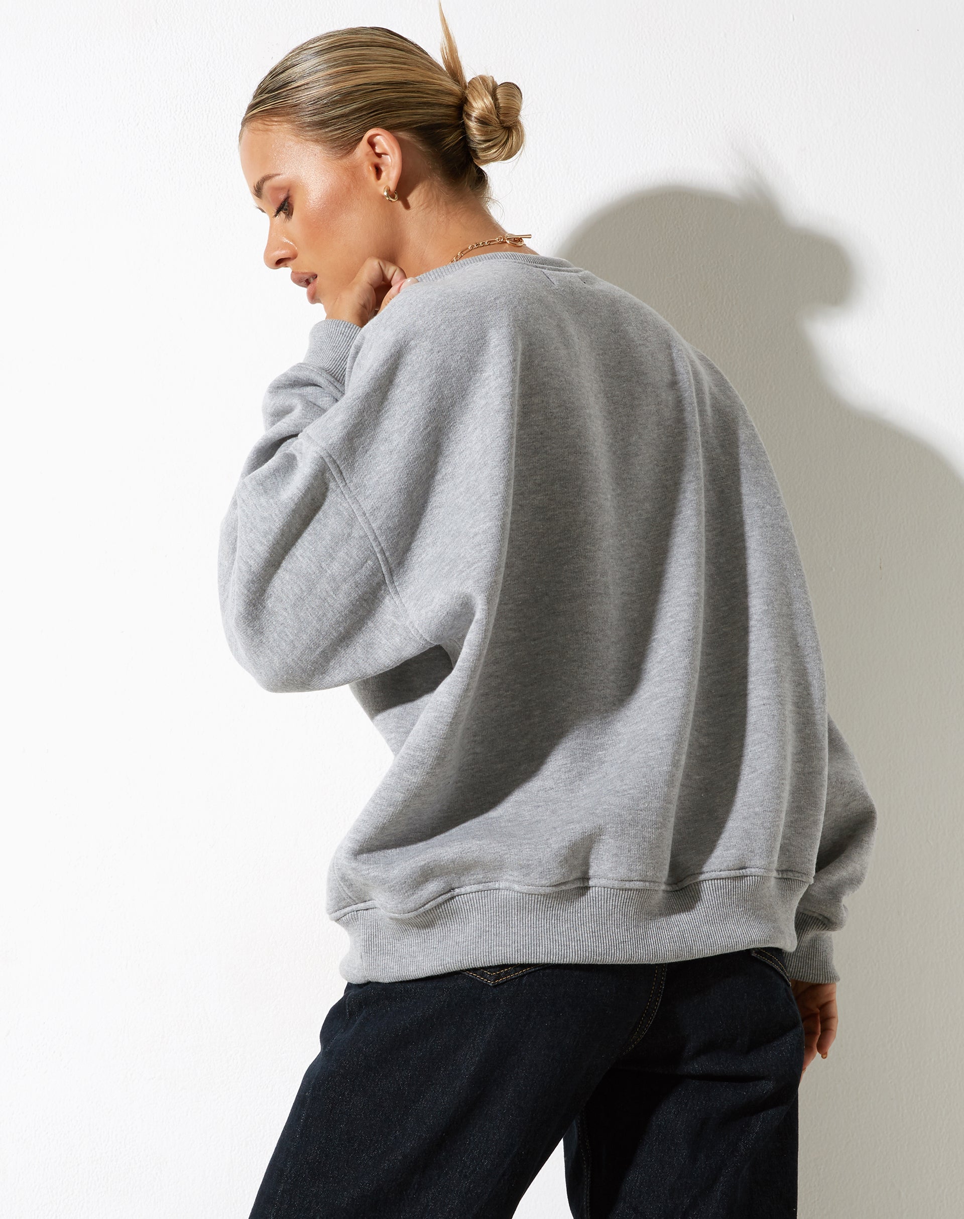 Glan Sweatshirt in Grey Marl with 'M Classics' Embro-Nico Sky