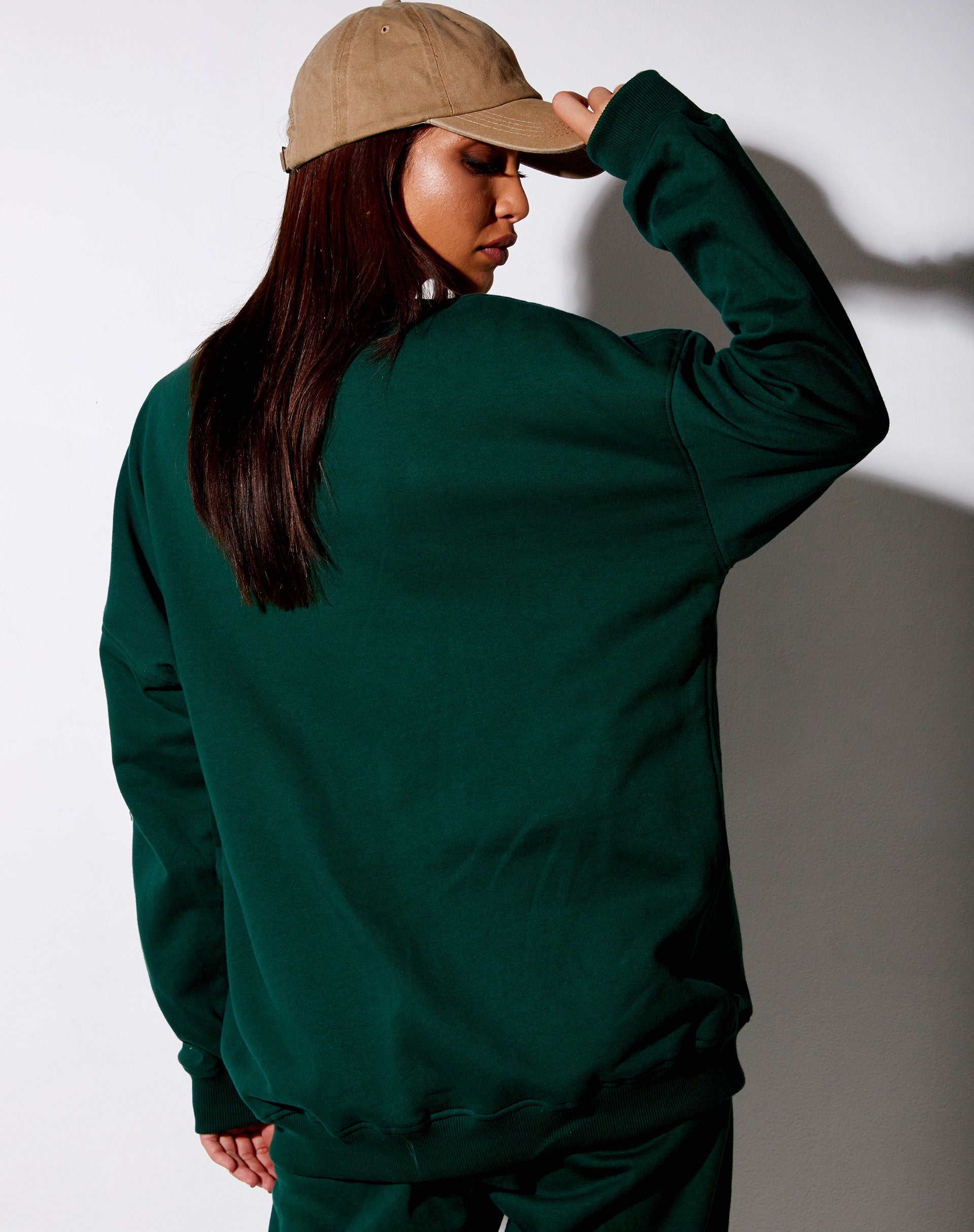 Glo Sweatshirt in Bottle Green with 'Take Care Of Yourself' Embro-Nico Sky
