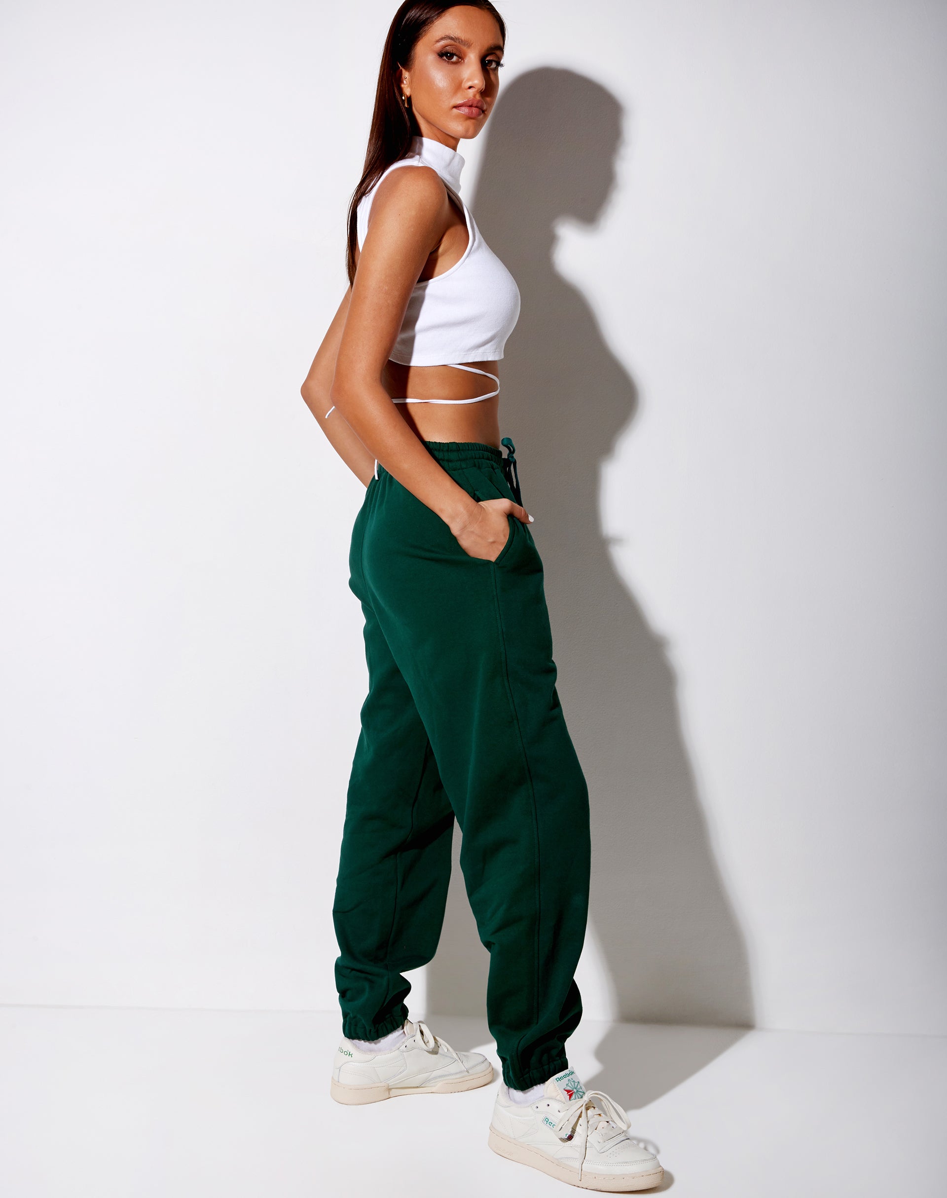 Basta Jogger in Bottle Green with 'Take Care Of Yourself' Embro-Nico Sky