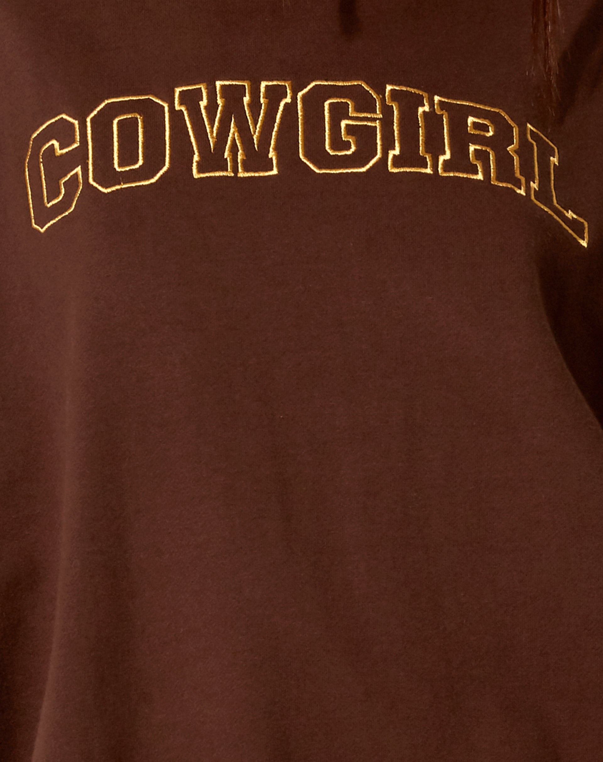 Glo Sweatshirt in Deep Mahogany with 'Cowgirl' Gold Embro-Nico Sky