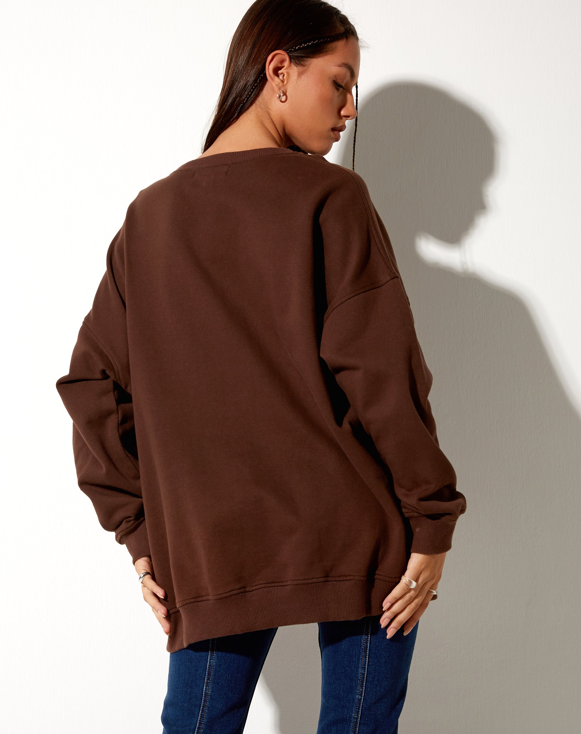 Glo Sweatshirt in Deep Mahogany with 'Cowgirl' Gold Embro-Nico Sky