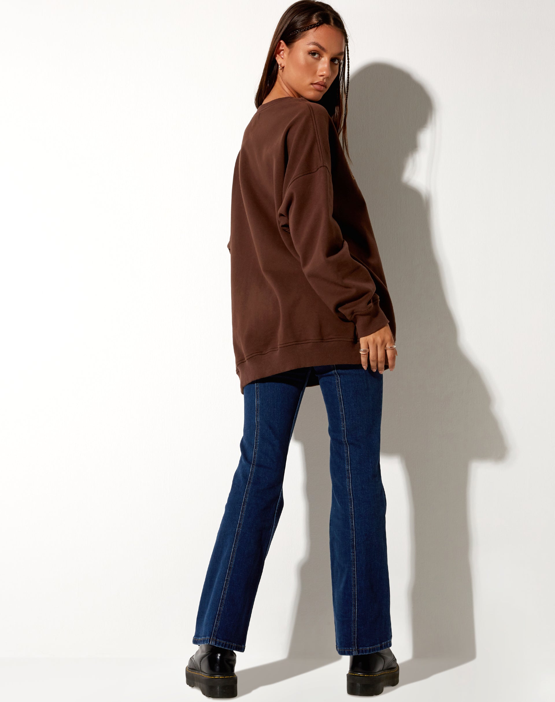 Glo Sweatshirt in Deep Mahogany with 'Cowgirl' Gold Embro-Nico Sky