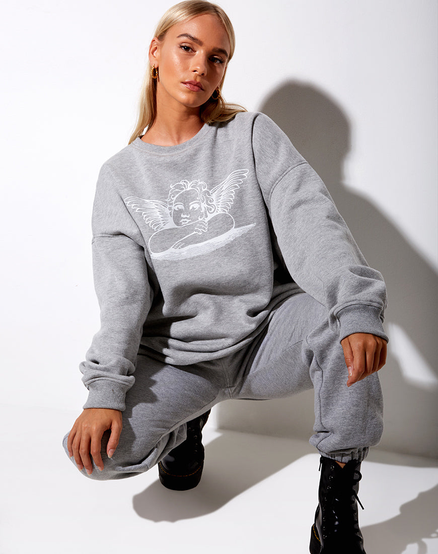 Glo Sweatshirt in Grey Marl Angelo-Nico Sky