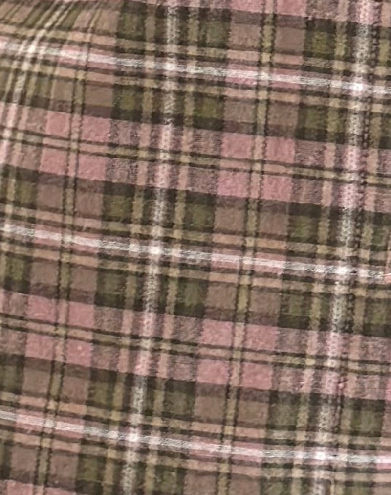 Gosanri Short Sleeve Shirt in Pink and Green Check-Nico Sky