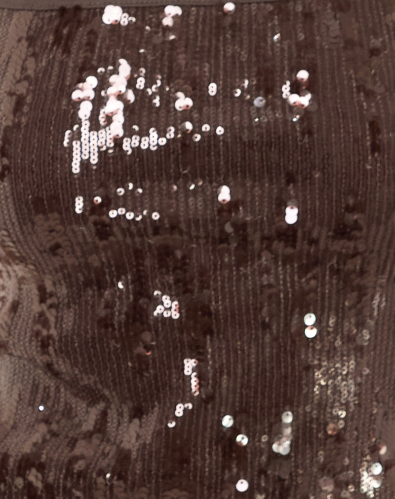 Govinda Mini Skirt in Sequin Brown-Nico Sky