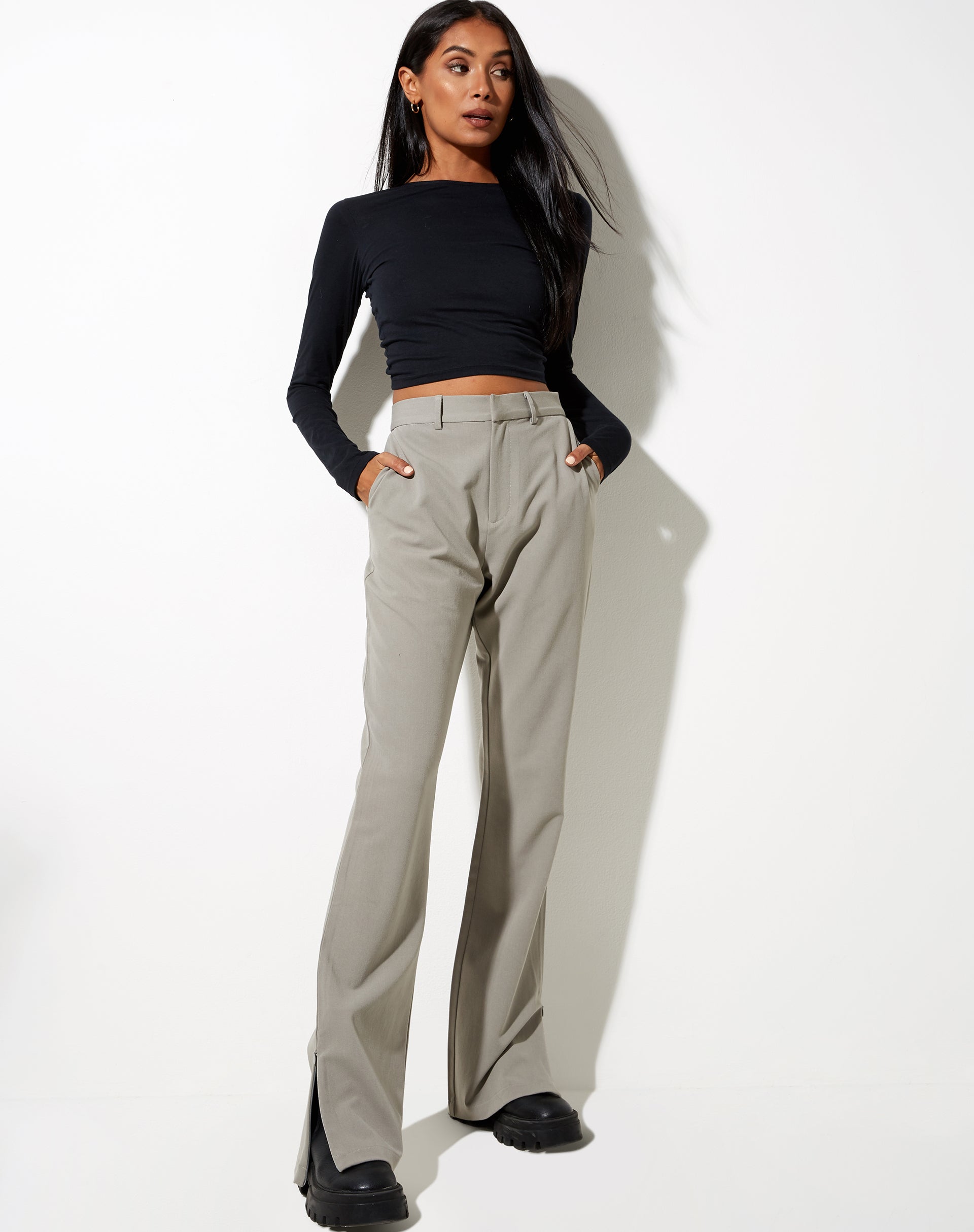 Grego Trouser in Green Beige-Nico Sky