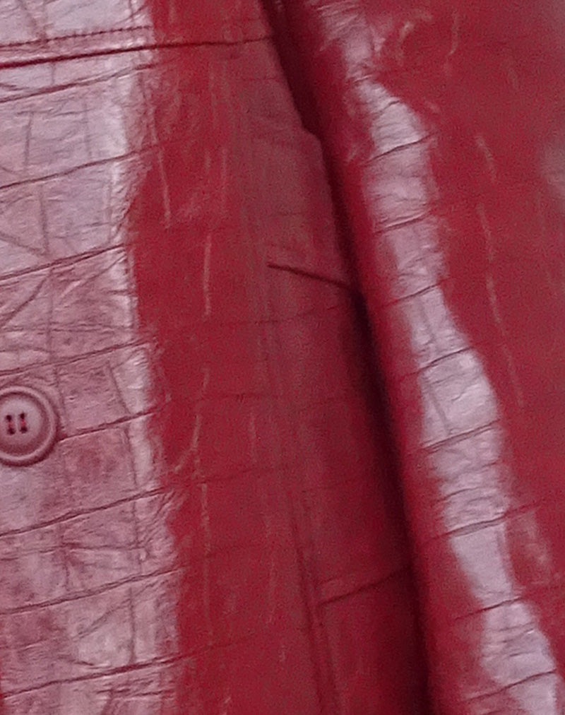 Abigail Coat in Matte PU Croc Burgundy-Nico Sky