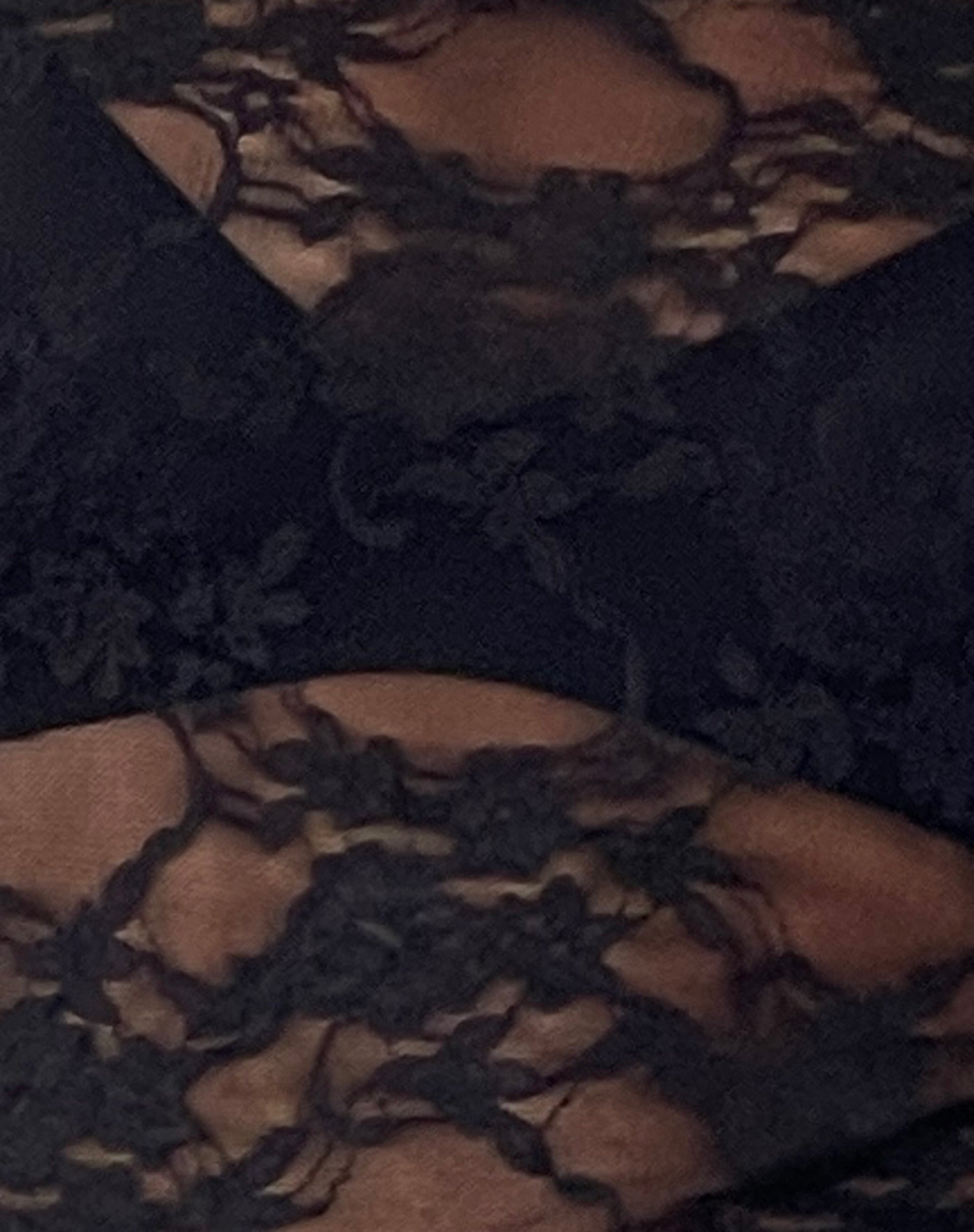 Grizelda Backless Long Sleeve Top in Black Abstract Lace-Nico Sky