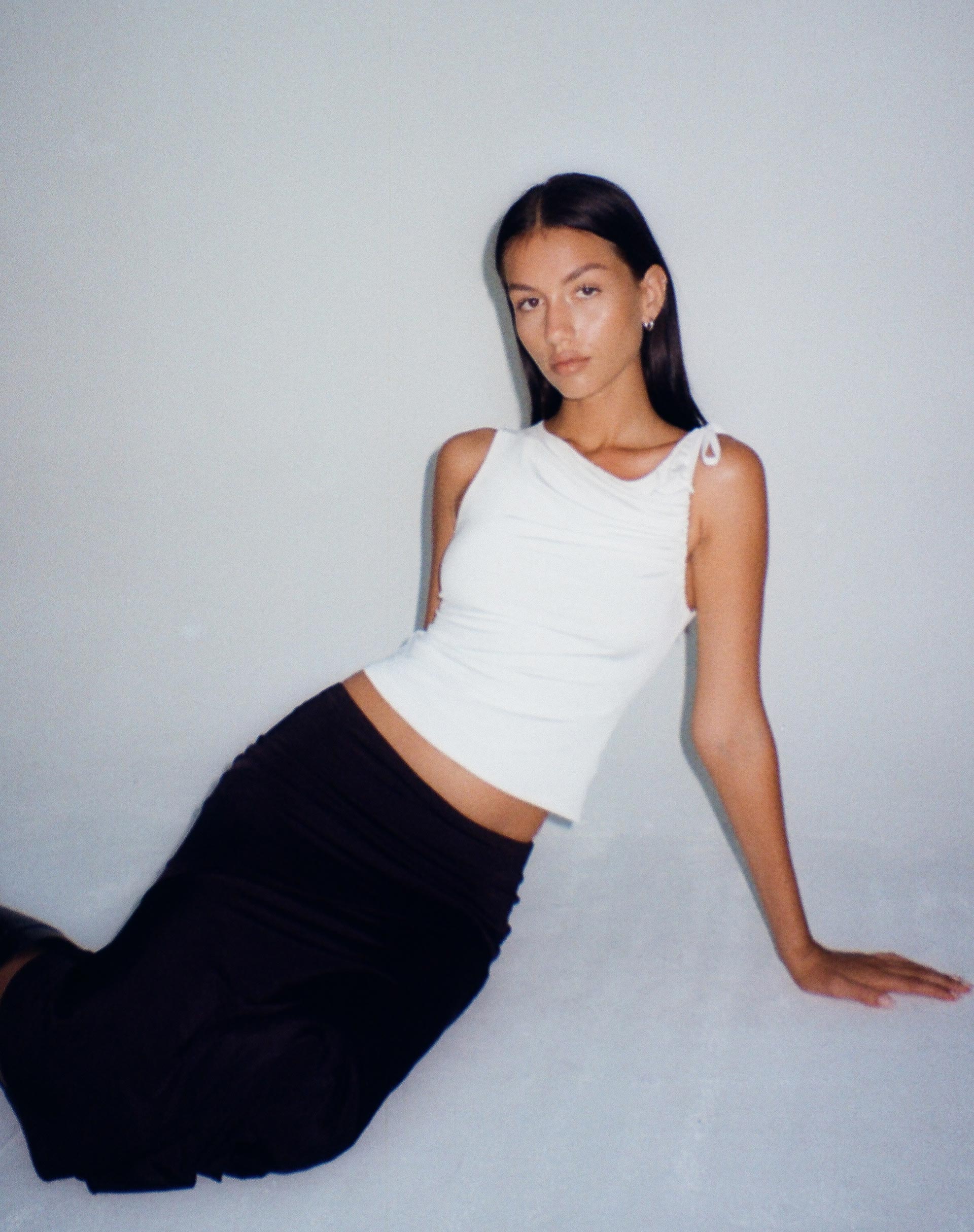 Hagne Crop Vest Top in Off White-Nico Sky