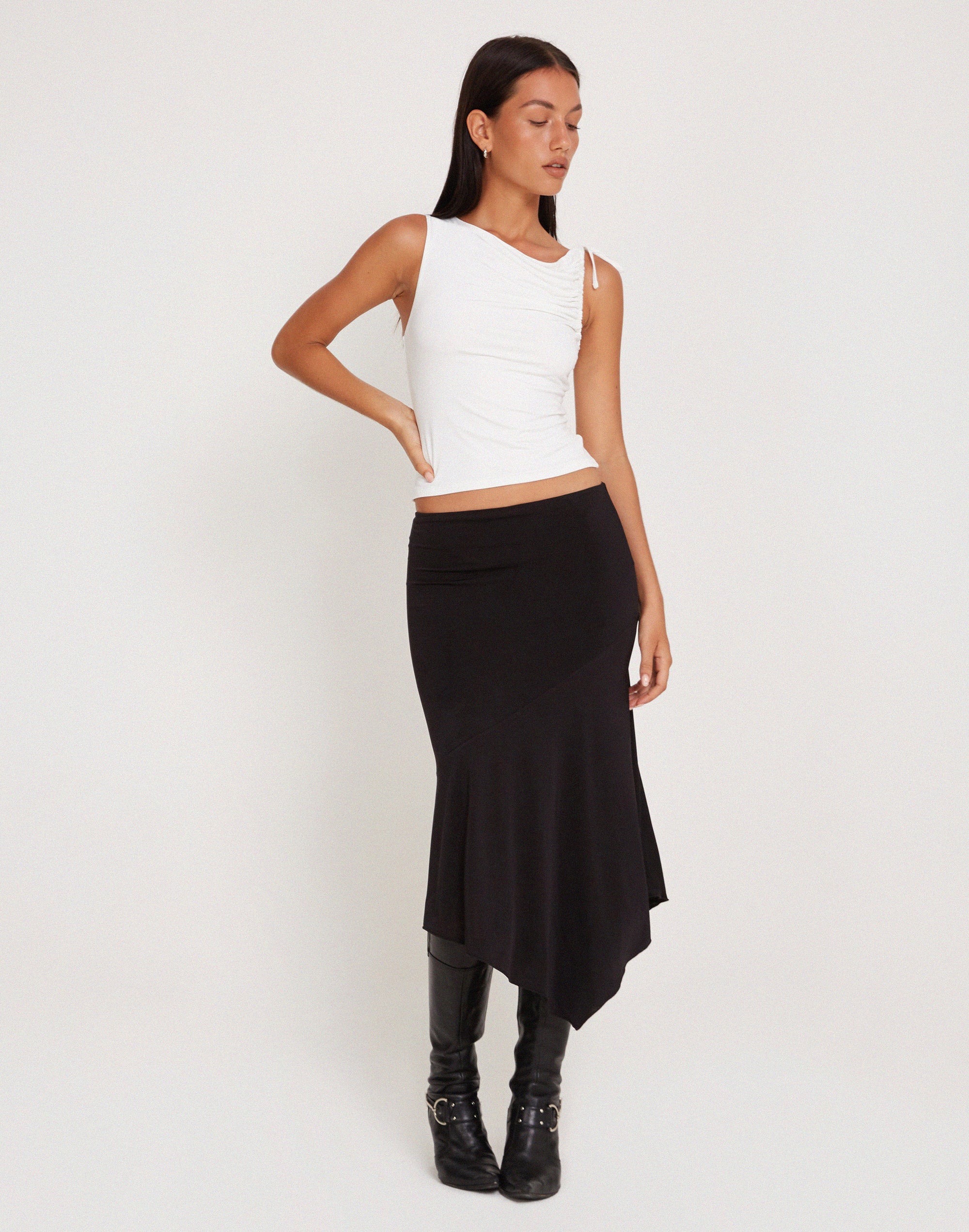 Hagne Crop Vest Top in Off White-Nico Sky