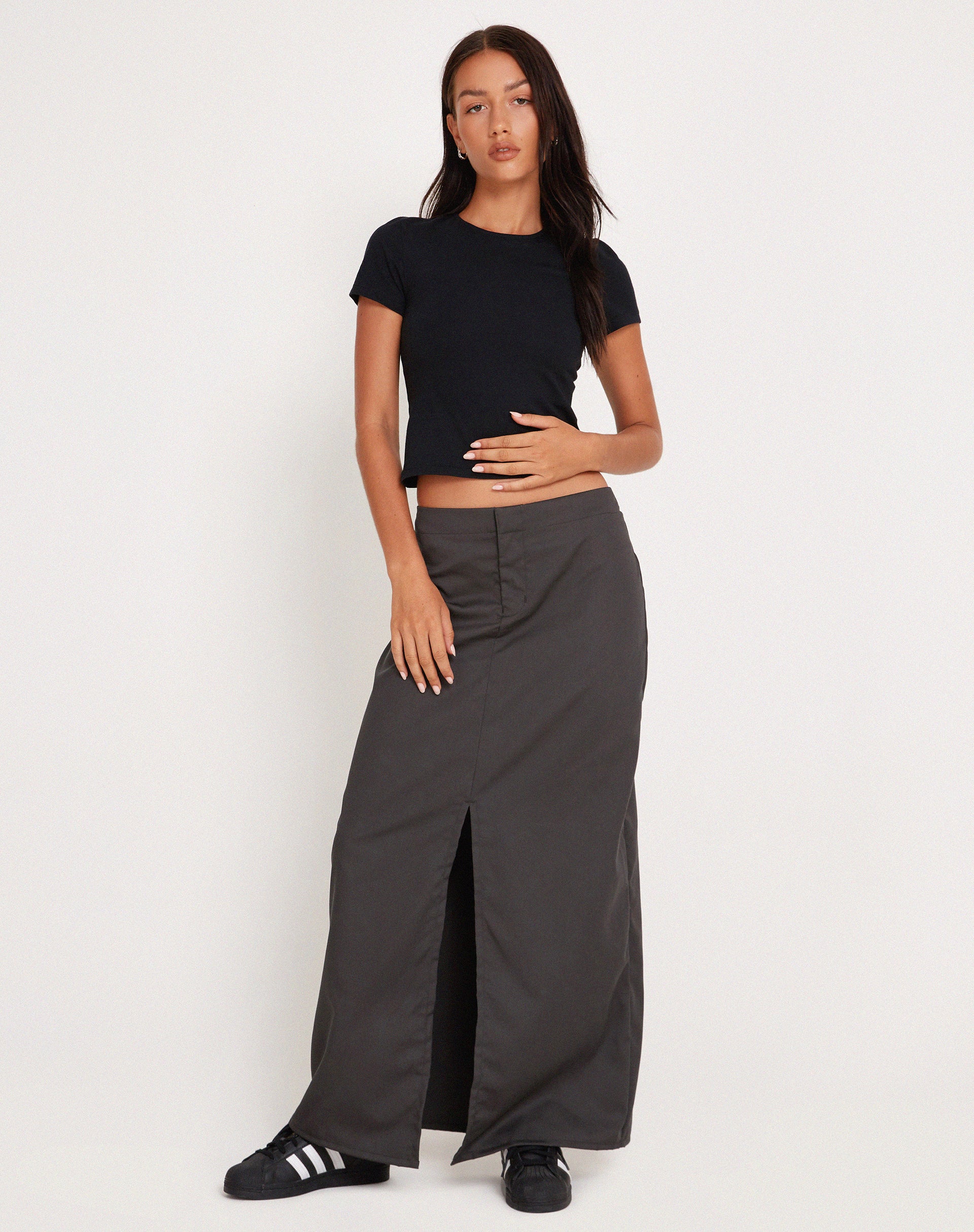 Haisley Maxi Cargo Skirt in Dark Grey-Nico Sky