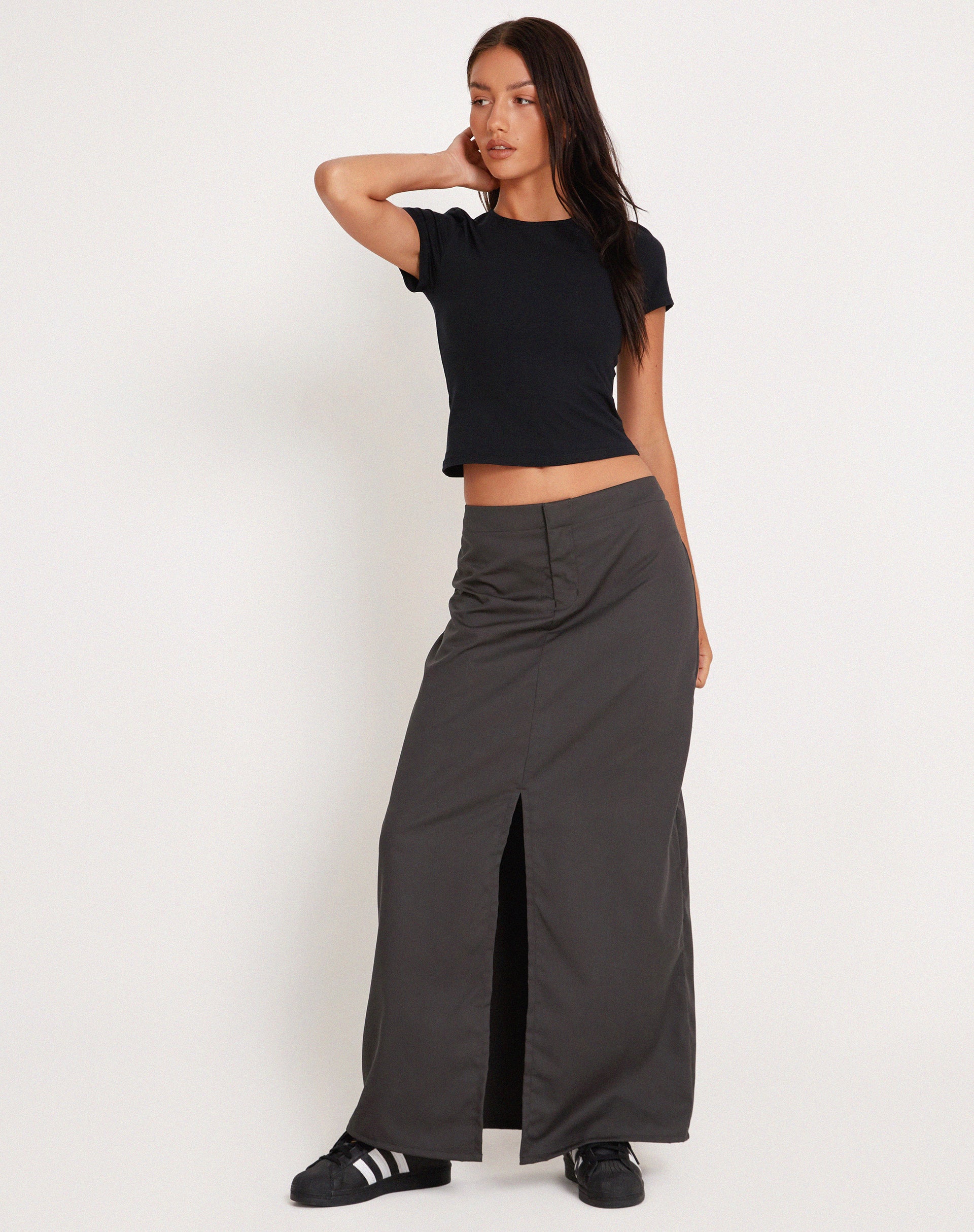 Haisley Maxi Cargo Skirt in Dark Grey-Nico Sky