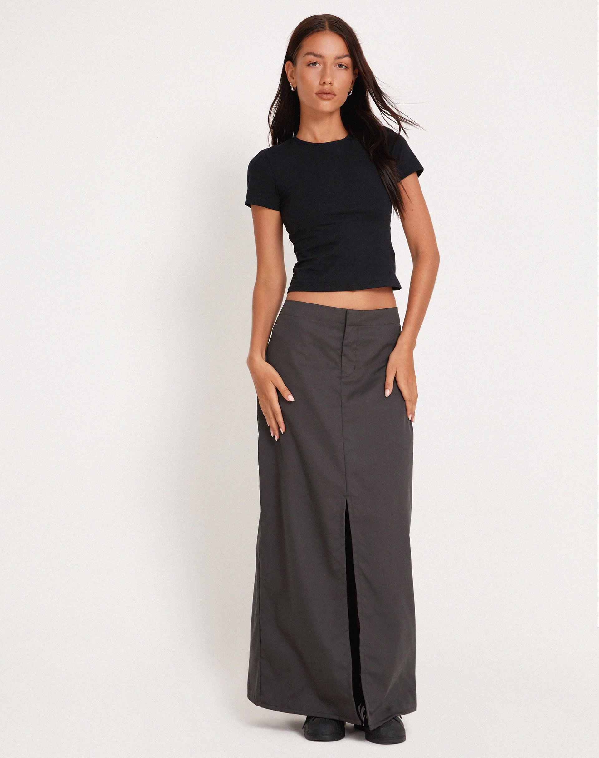 Haisley Maxi Cargo Skirt in Dark Grey-Nico Sky