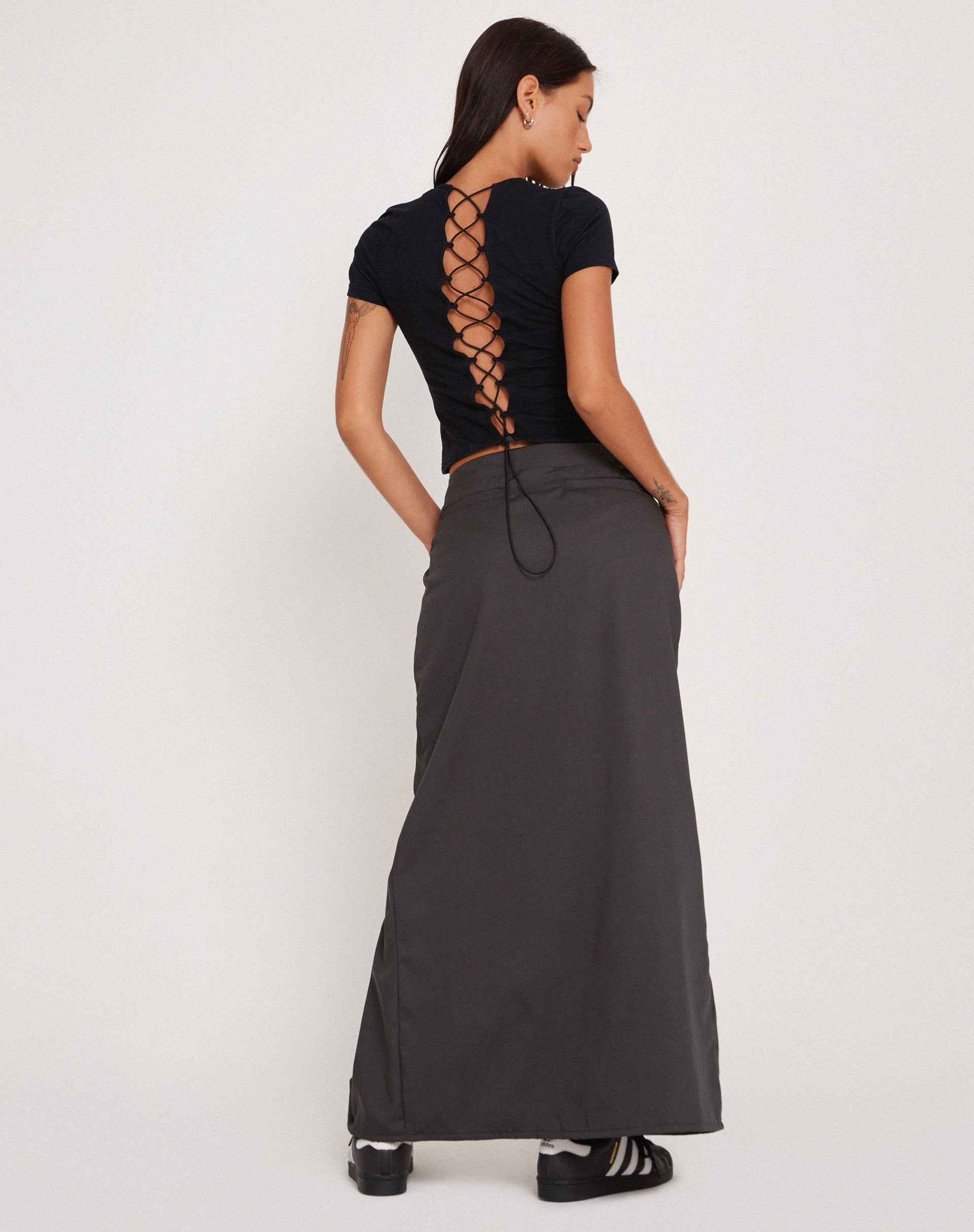 Haisley Maxi Cargo Skirt in Dark Grey-Nico Sky