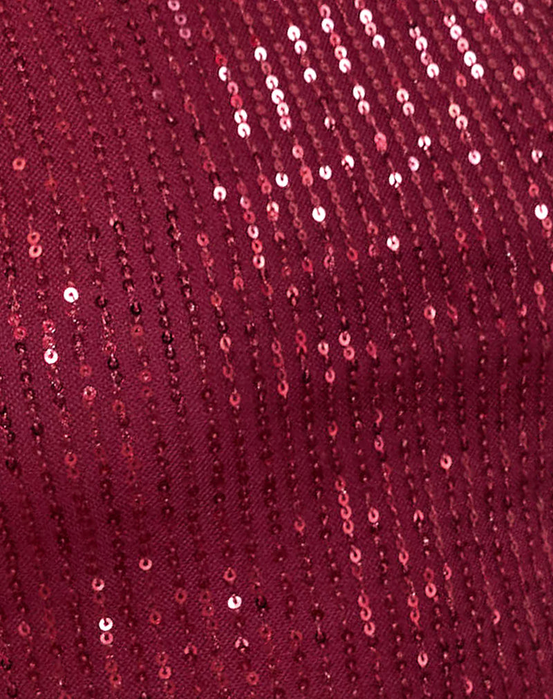 Hala Top in Drape Mini Sequin Maroon-Nico Sky