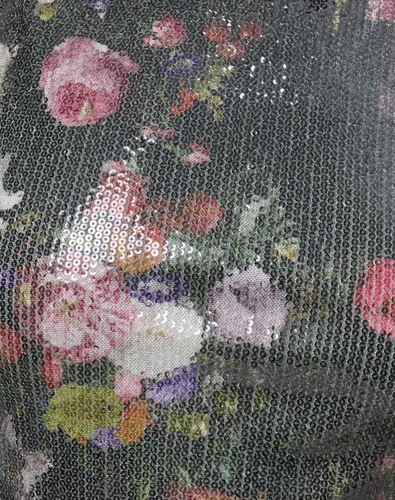 Hala Vest Top in Sequin Vintage Flower-Nico Sky