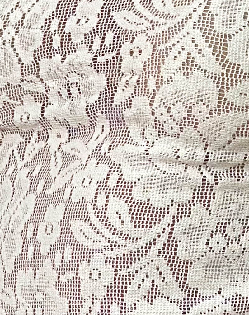 Halfi Long Sleeve Top in Hibiscus Crochet Lace Ivory-Nico Sky