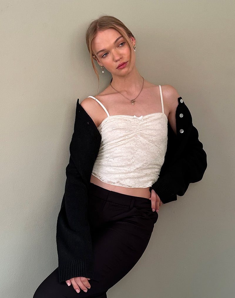 Hali Cami Top in Ivory Orchid Lace-Nico Sky