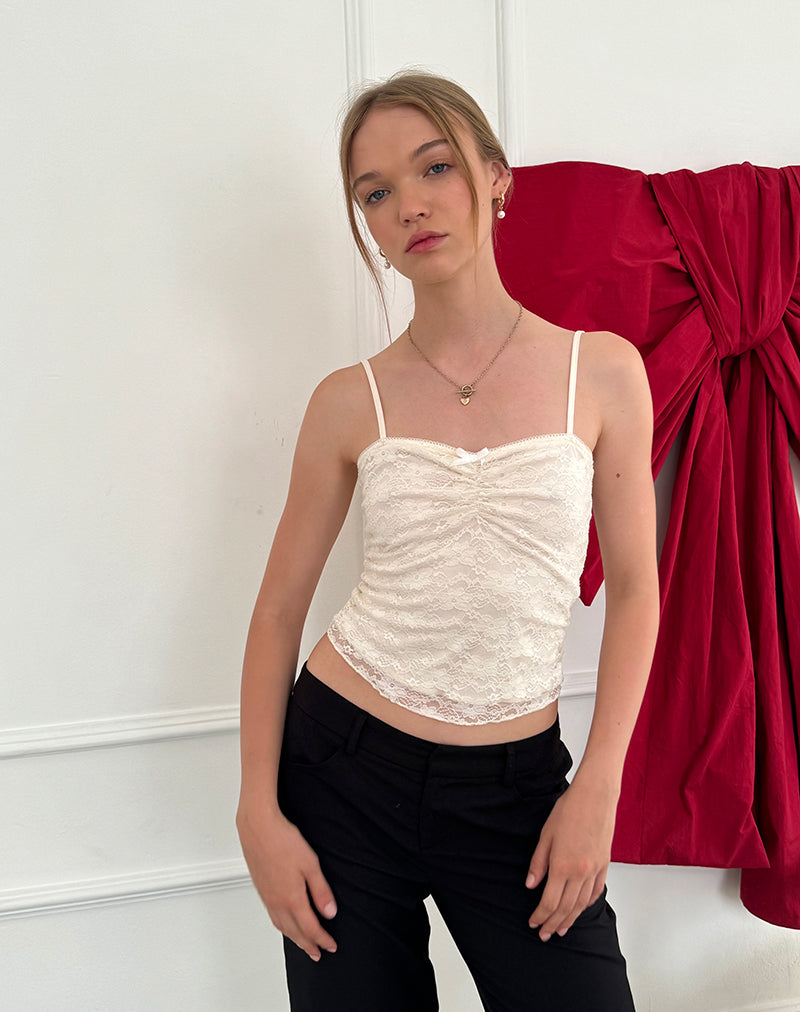 Hali Cami Top in Ivory Orchid Lace-Nico Sky