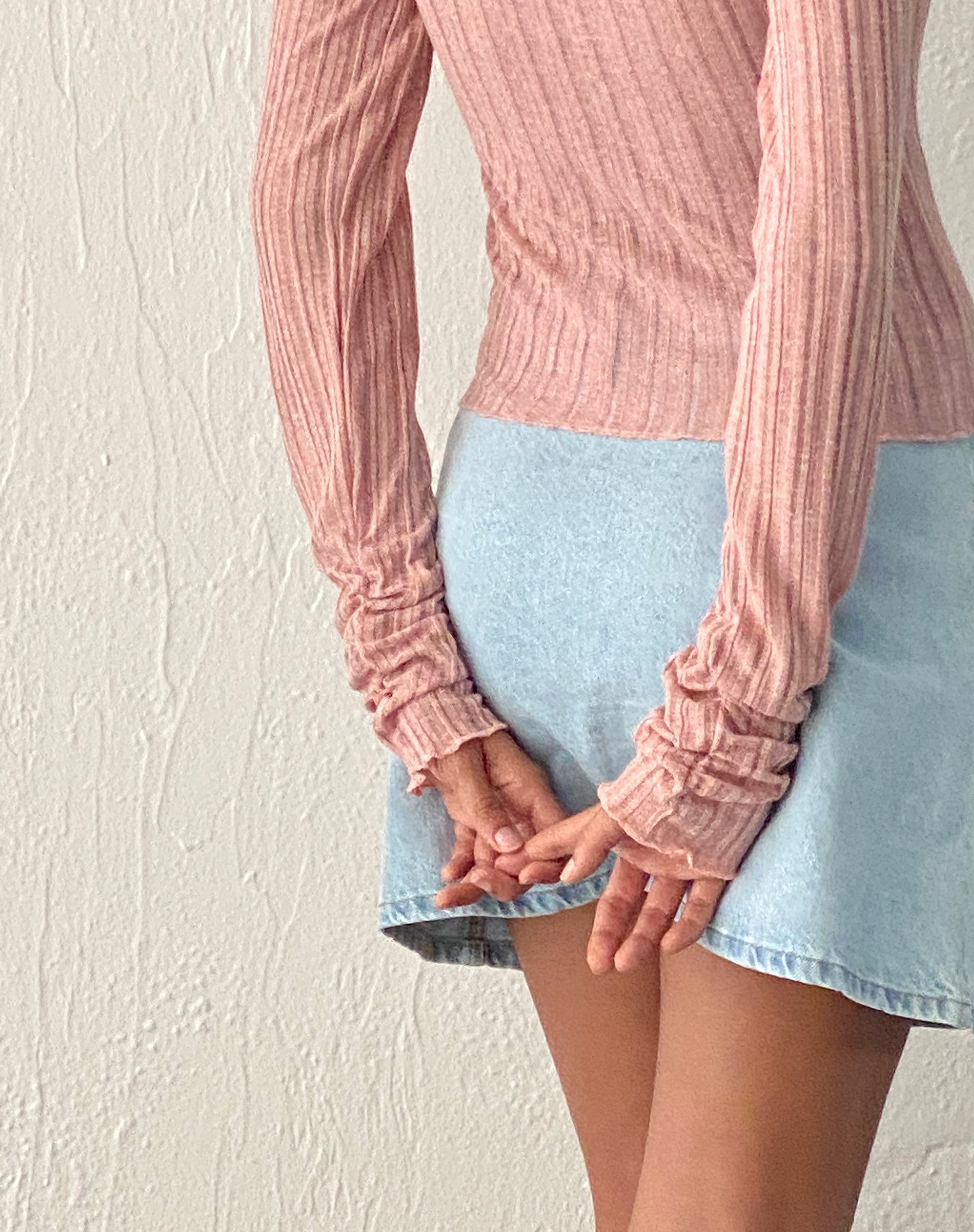 Halsey Knitted Extra Long Sleeve Top in Pink-Nico Sky