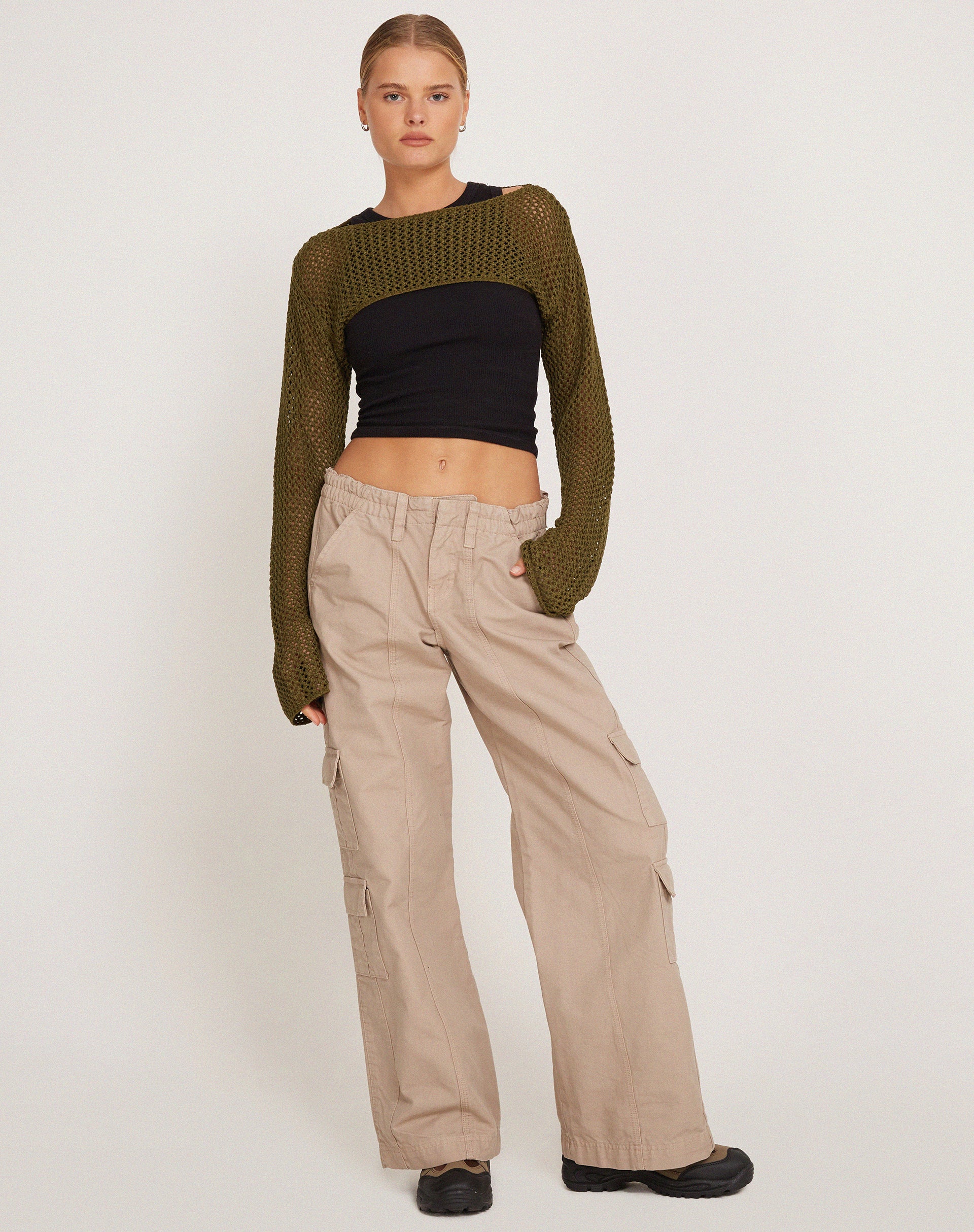 Hanita Bolero Top in Olive Green-Nico Sky