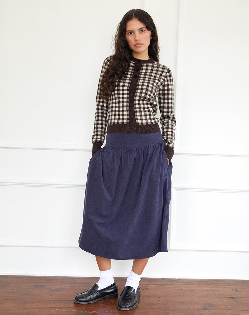 Hanudia Cardi in Gingham Brown-Nico Sky