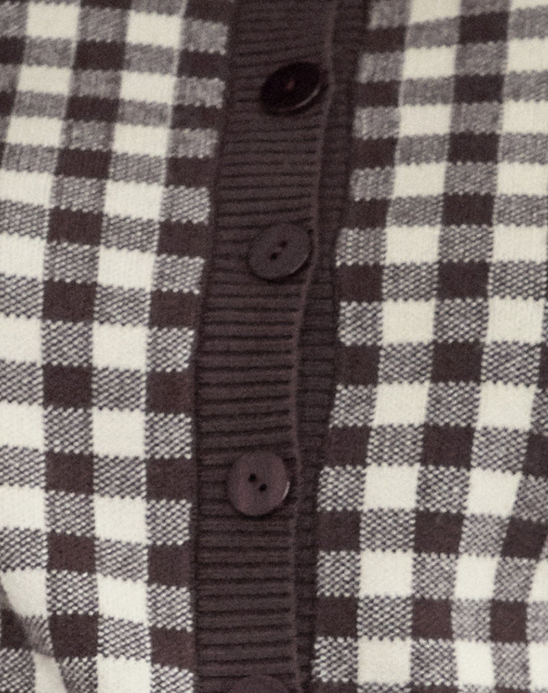 Hanudia Cardi in Gingham Brown-Nico Sky