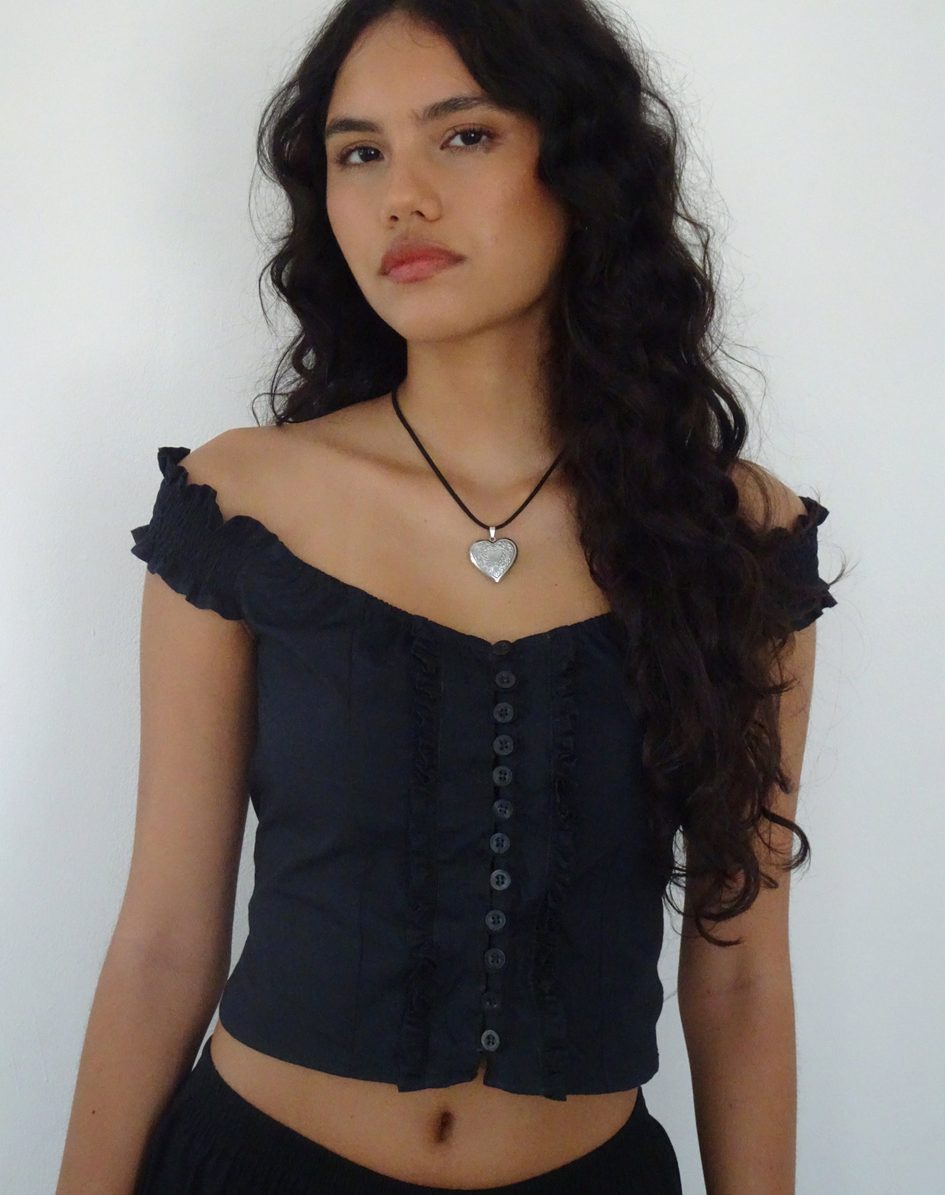 Alderidge Bardot Corset Top in Black-Nico Sky