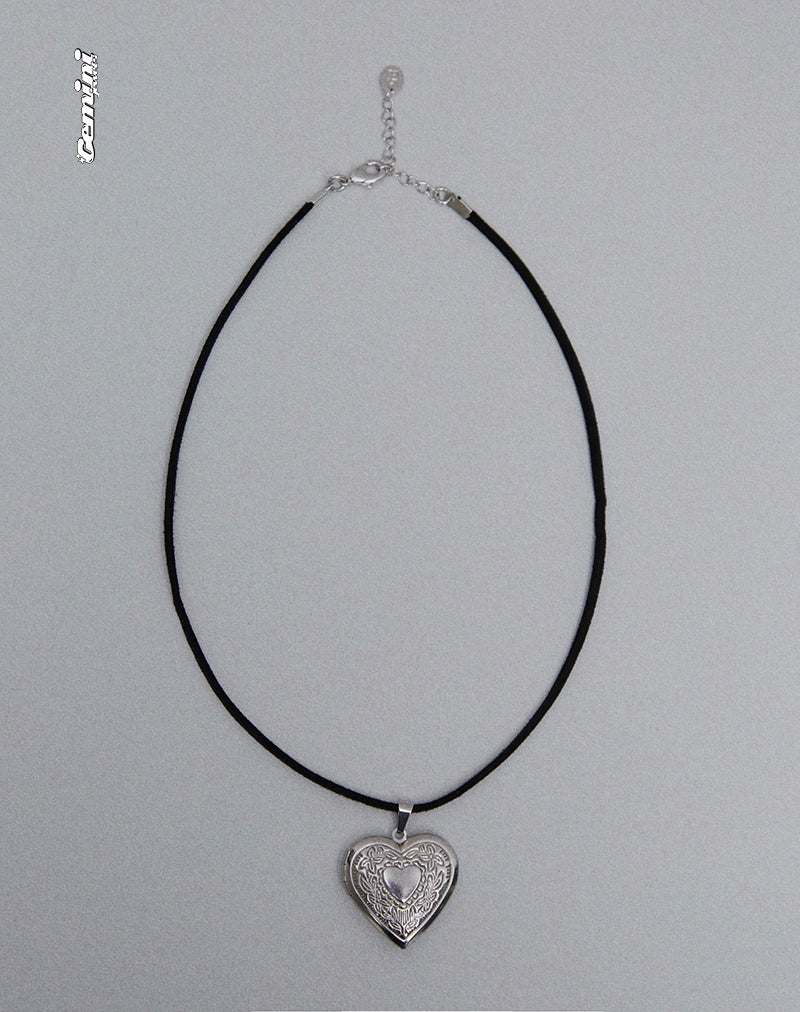Harley Cord Heart Locket Necklace by Gemini Jewels-Nico Sky