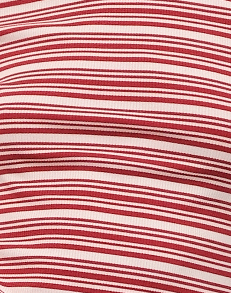 Haruka Top in Stripe Red and White-Nico Sky