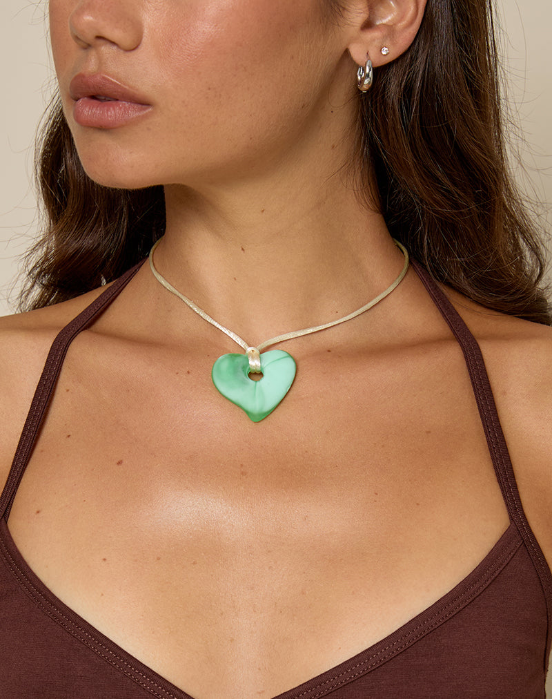 Heart Necklace in Resin Green-Nico Sky